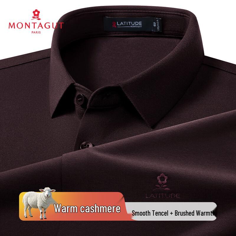 

MONTAGUT Men s Cashmere Blend Warm Long Sleeve Elastic Shirt 48