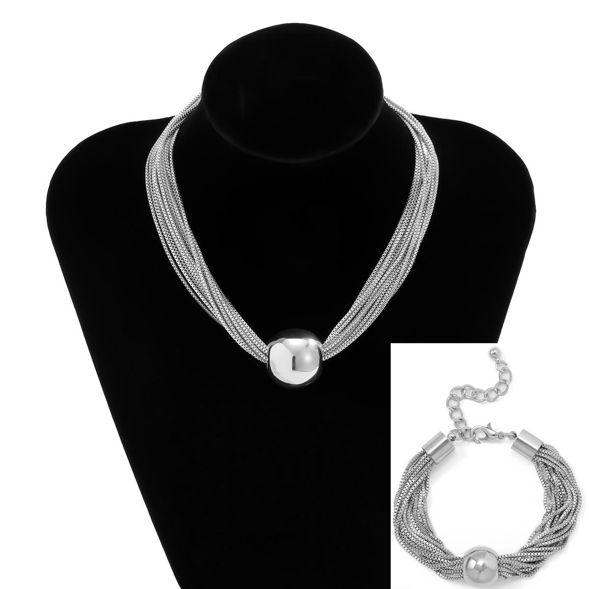 

1 комплект, готическое ожерелье с толстой цепочкой, женское винтажное ожерелье с подвеской в ​​виде большого шара + браслет золотой