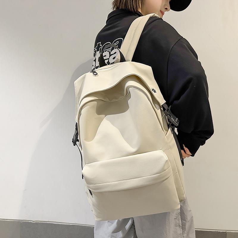 Men Large Capacity Backpack Women Solid Color Backpack Junior Senior High School Student Schoolbag