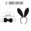 Black Bunny Ears Headband for Easter Rabbit Cosplay Halloween Costume Playboy Bunny Prop Headband Set for Parties