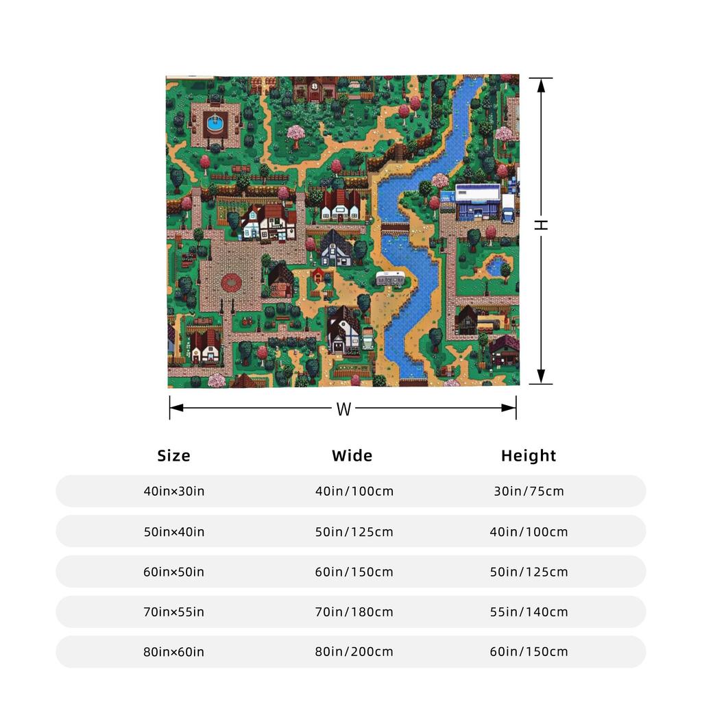 Stardew Valley Flussufer-Farm Gestrickte Decken Cartoon Anime Flanell Überwurfdecken Bettwäsche Sofa Personalisiert Warme Tagesdecke