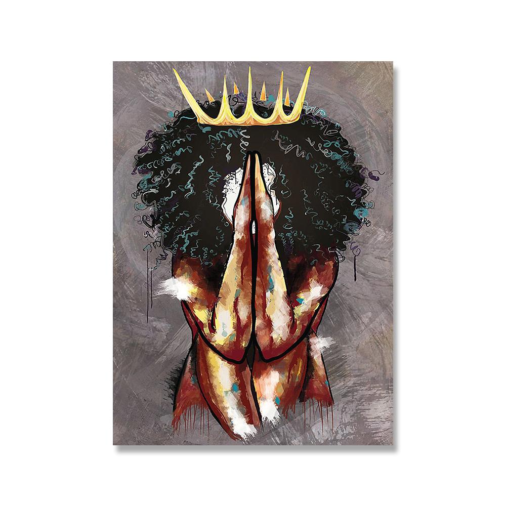 

Африканская королева, черная девушка, женщина, скандинавские постеры и принты, настенное искусство, холст, картина, печать, настенные картины для гостиной, клуба, без рамки 21*30cm No Frame