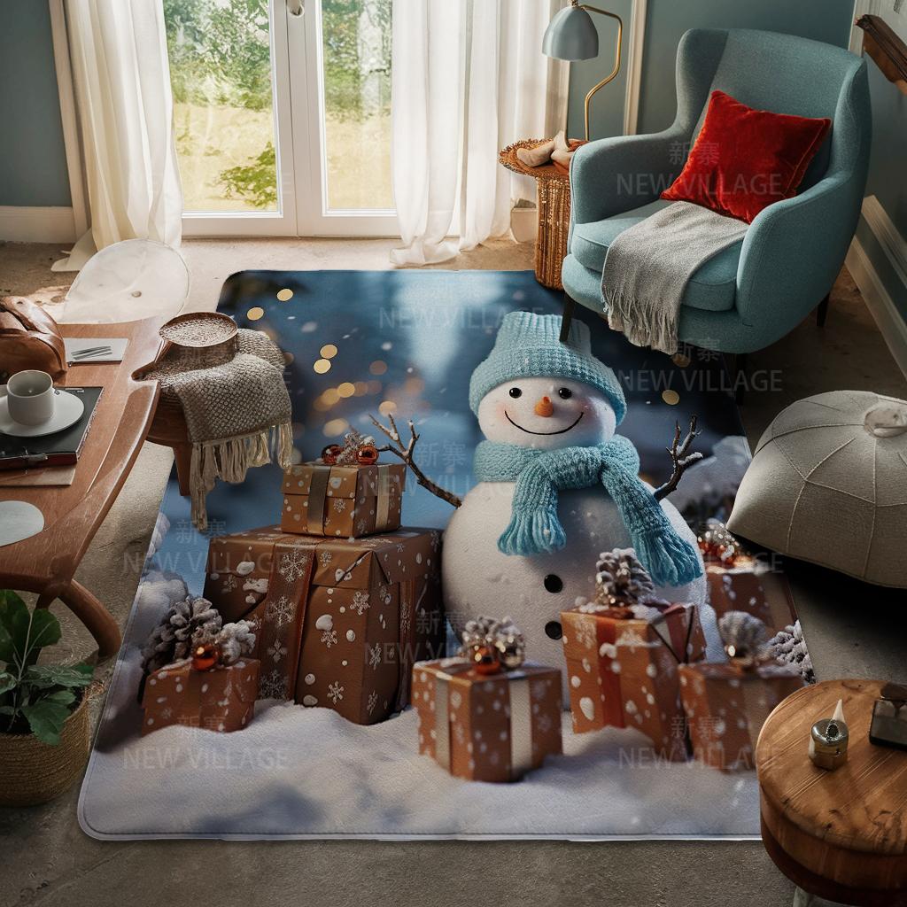 House Entrance Carpet Home Door Mat Living Room Bath Foot Bathroom Non-slip Water Absorption Rugs Bath Merry Christmas Winter