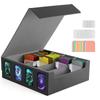 Amonel Deck Trading Card Large Capacity Holds 3000 Features a Display Card PU Includes 4 and 24 Dividers for and Other Card Games Case, Case, (4