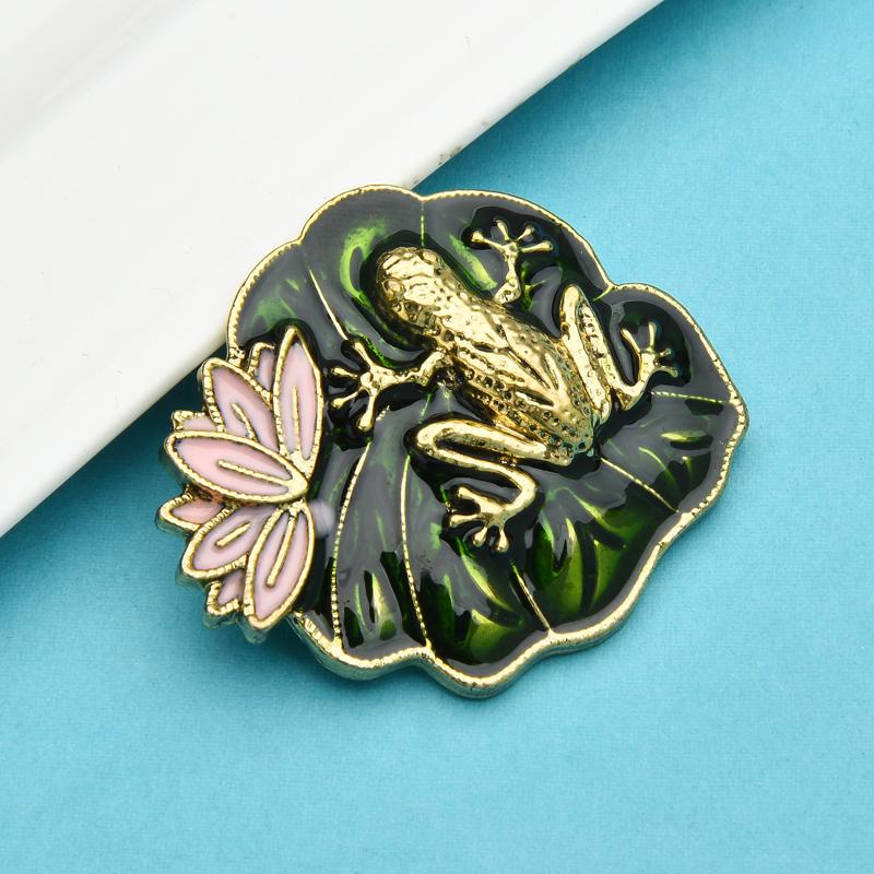 

Милые броши-лягушки-лотоса для женщин, эмалированные животные, вечеринка, повседневные броши-булавки, подарки