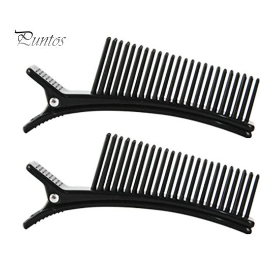 

2 шт. Затискач для волосся Професійна нековзаюча гребінець із проділом волосся без слідів. Затискач для волосся з качиним рахунком. Домашній салон для жінок. Затискач для стрижки волосся. S чорний