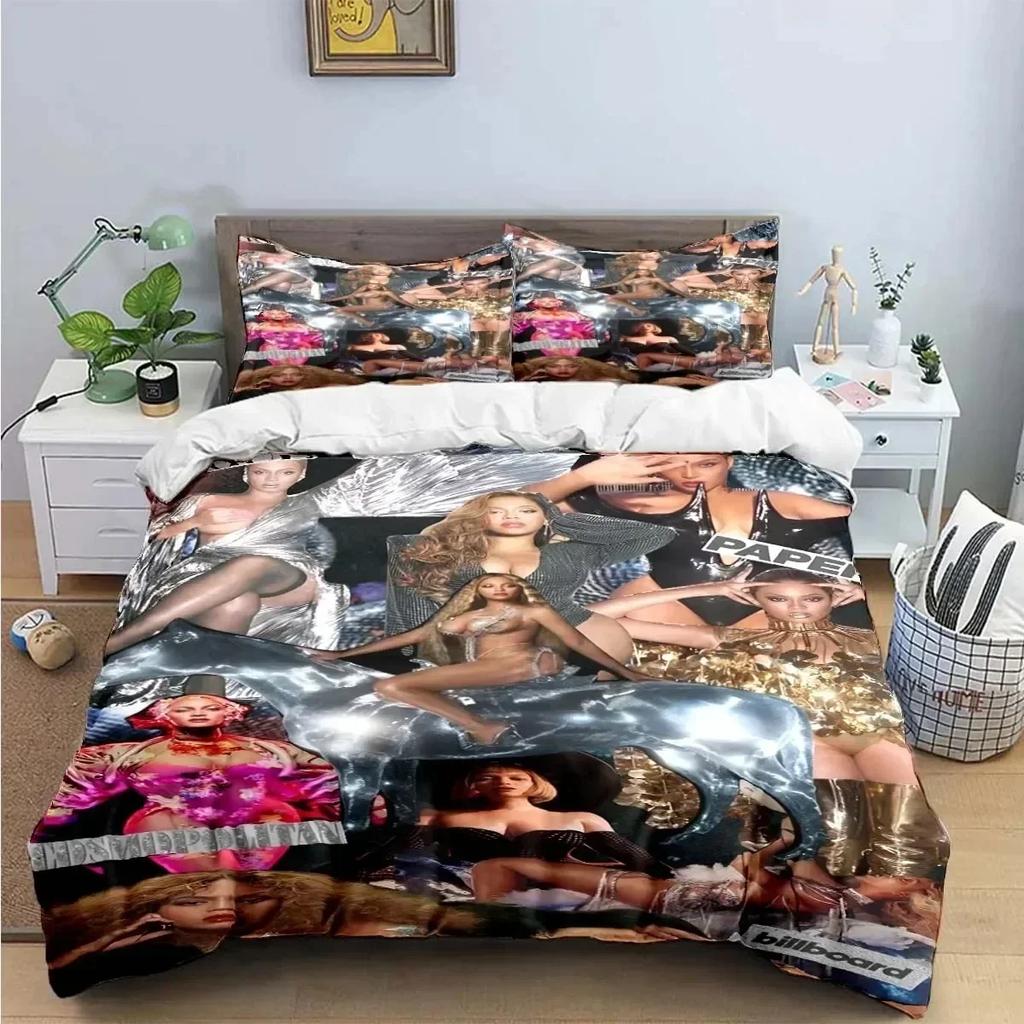 Luxury New 3D Print Pop Female Singer B-Beyonce Bedding Set Boys Girls Duvet Cover Pillowcase Boys Adult Home Textileextile