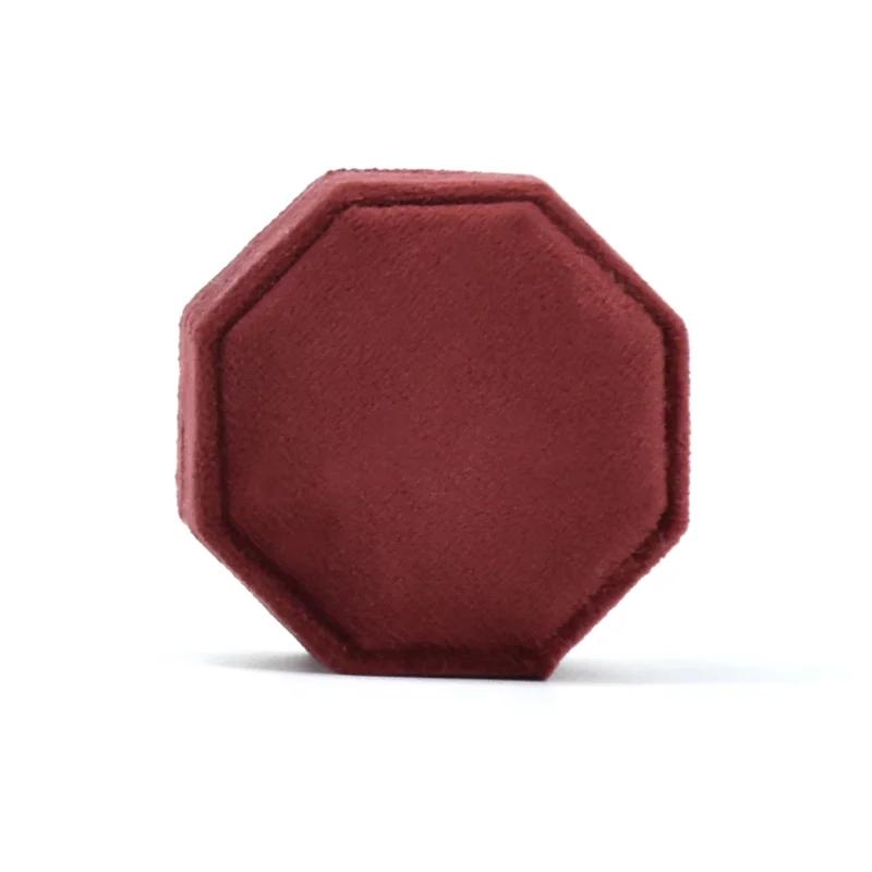 

Высококлассная восьмиугольная бархатная коробочка для колец, подходящая для предложения руки и сердца, празднования годовщины свадьбы, подарочная упаковка для ювелирных изделий Three Ring Box