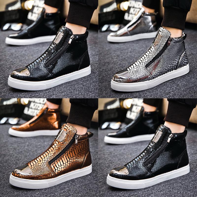 Black Leather Designer Sneakers Men Superstar Shoes Casual High Top Trainer Mens Vulcanized Sneakers Zip Street Hip Hop Shoes