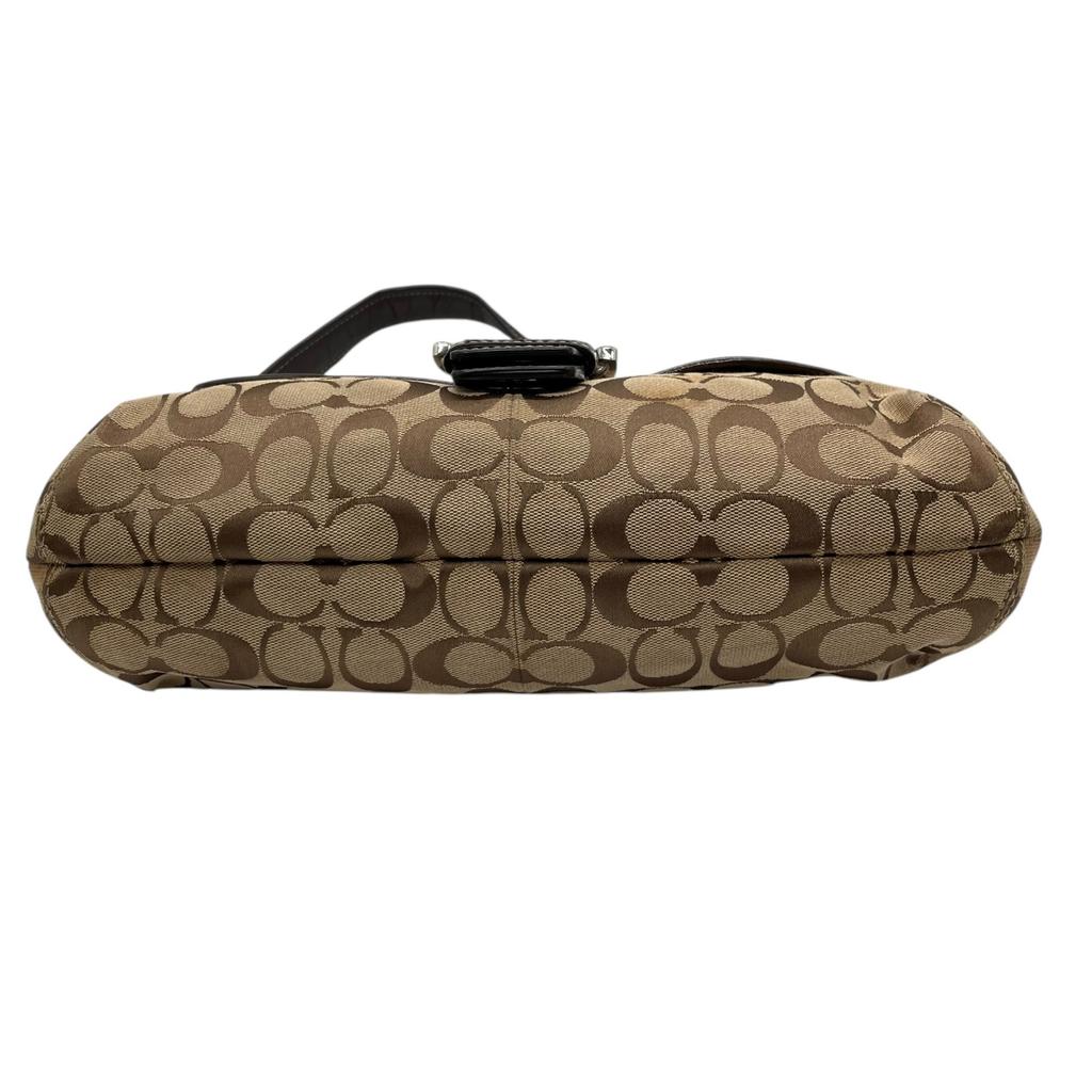 Used COACHShoulder Bag Brown canvas/Patent leather Women