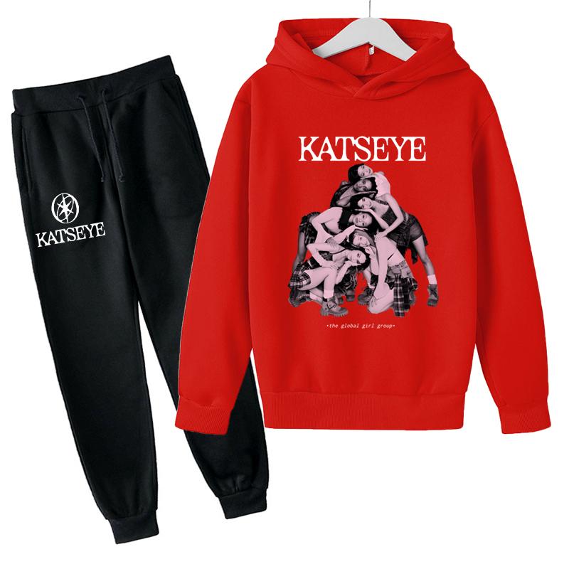 Autumn Girl Group KATSEYE Print Children Hoodies Sets Pants Suit 2 Pcs Sets Kids Boy Girl Clothing Casual Fashion Tracksuits