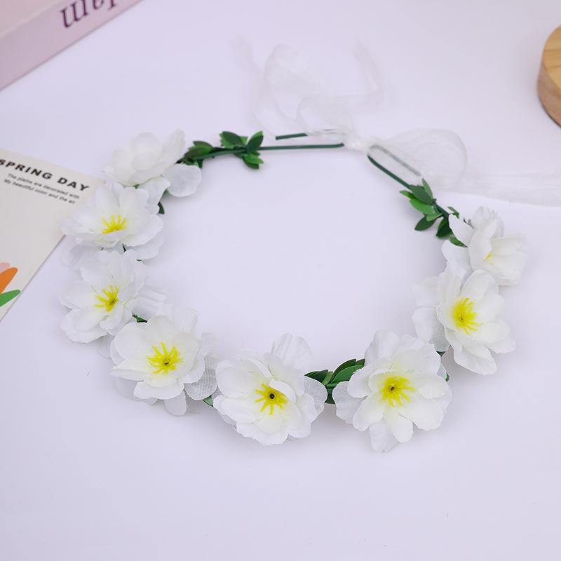 

Colorful Flower Crown Headband Rave Party Decors for Women Girls Adjustable Floral Hair Wreath Wedding Boho Flower Headpiece белый