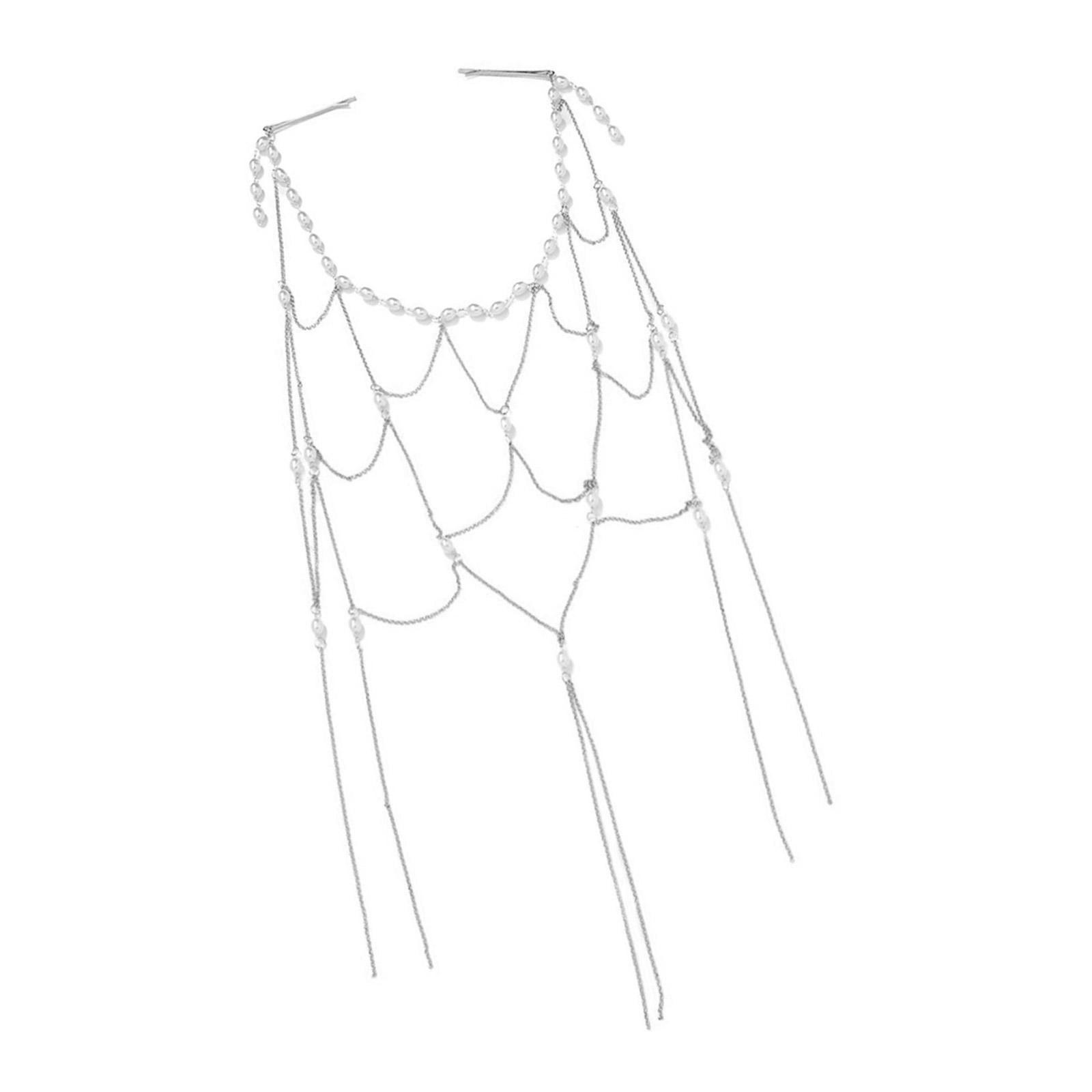 

Handcrafted Pearl Tassel Hair Jewelry Classic Pearls Tassels Pendant Hair Accessory for Brides and Formal Gatherings