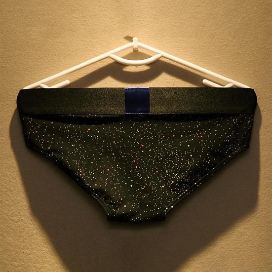 Men Briefs Letter M Stretchy Loose Low Waist Starry Sky Print Patchwork