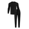 Men's Solid Color Pullover Long Sleeved Casual Sports Round Neck Top And Trousers Suit