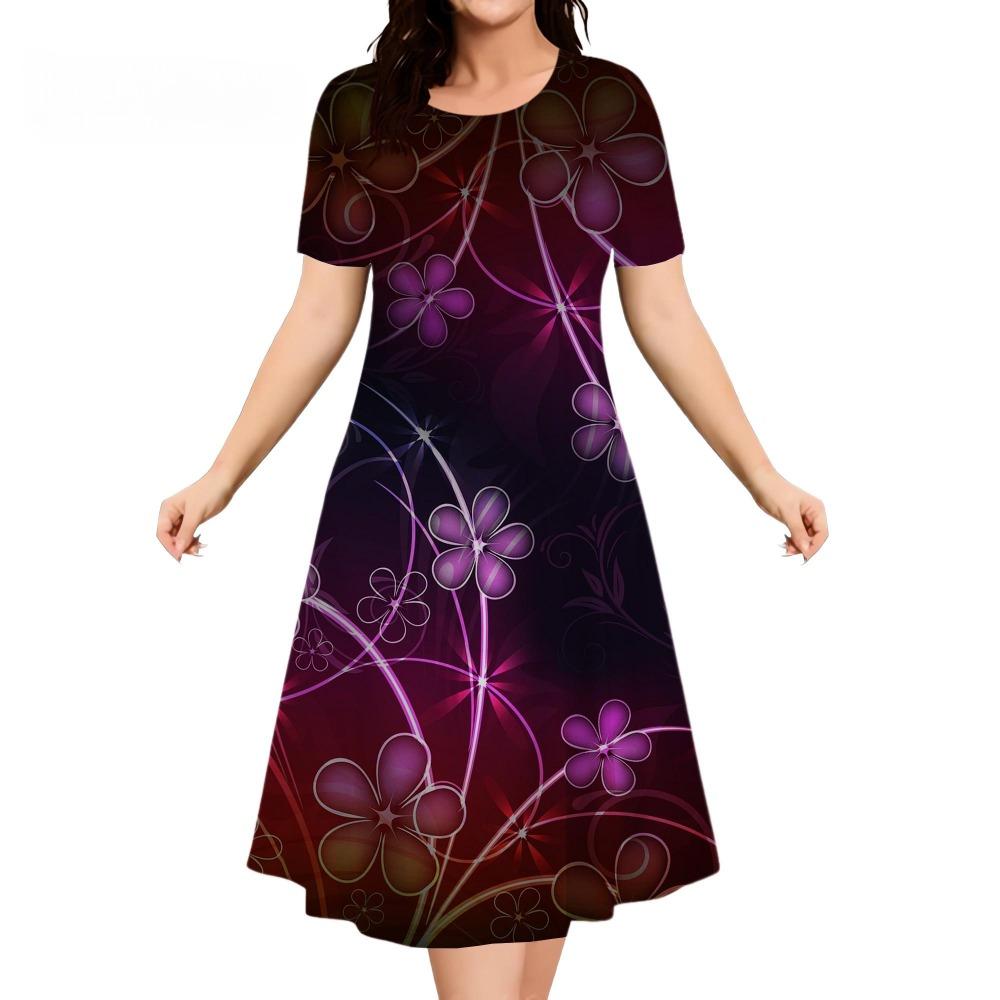 Summer New Dress, Fashion Street Style, Round Neck Short Sleeve, Women's Casual 3D Printed Dress