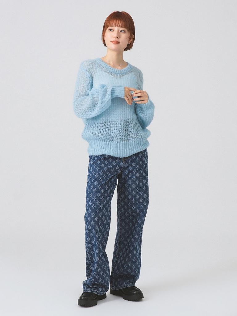 Ray Beams Damen Jacquard Denim Jeans, Indigo 0