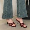 Fashion New In Summer Spring Footwear Thin Heels Women Sandals Shoes Fashion Round Toe Ladies Heeled Sandals Shoes Female Slides Pumps