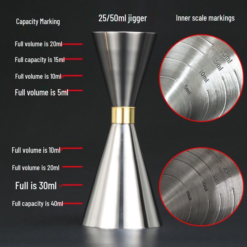 304 Stainless Steel Gold Ring Conical Jigger with Measurement Scale