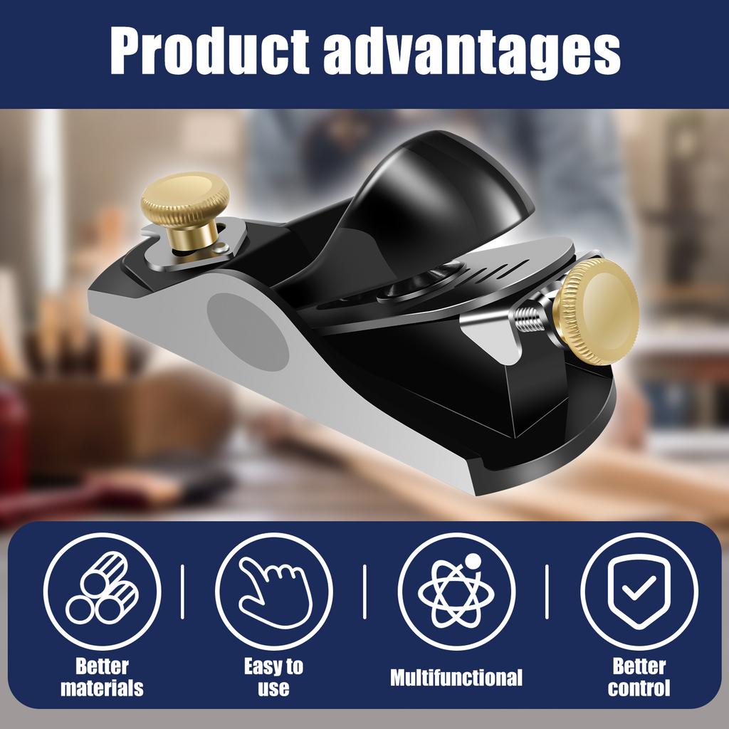 Wood Planer Carbon Steel Mini Hand Planer with Adjustable Cutting Depth Design Universal Woodworking Tool for Trimming Polishing