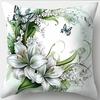 Lily Wreath And Butterfly Throw Pillow Coverbedroom Sofa Decorative Cushion Cover With Zipper Soft Cushion Cover