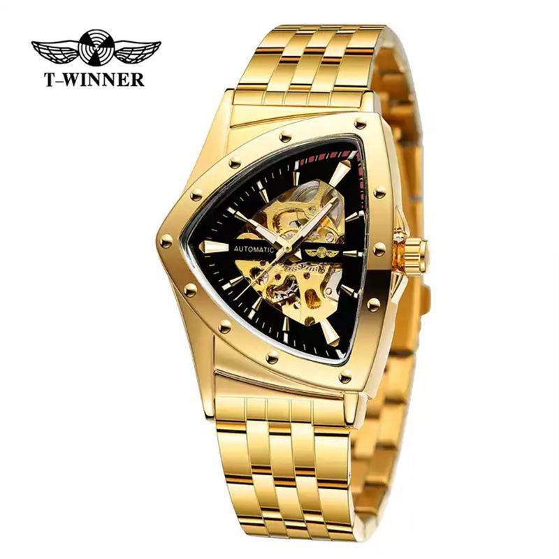 Winner Style Men S Fashion Casual Hollow Triangle, Automatic Mechanical Watch