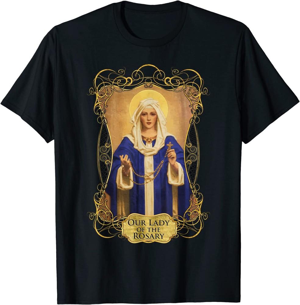 Our Lady of the Rosary Catholic Prayer Rosaries Mary T-Shirt M