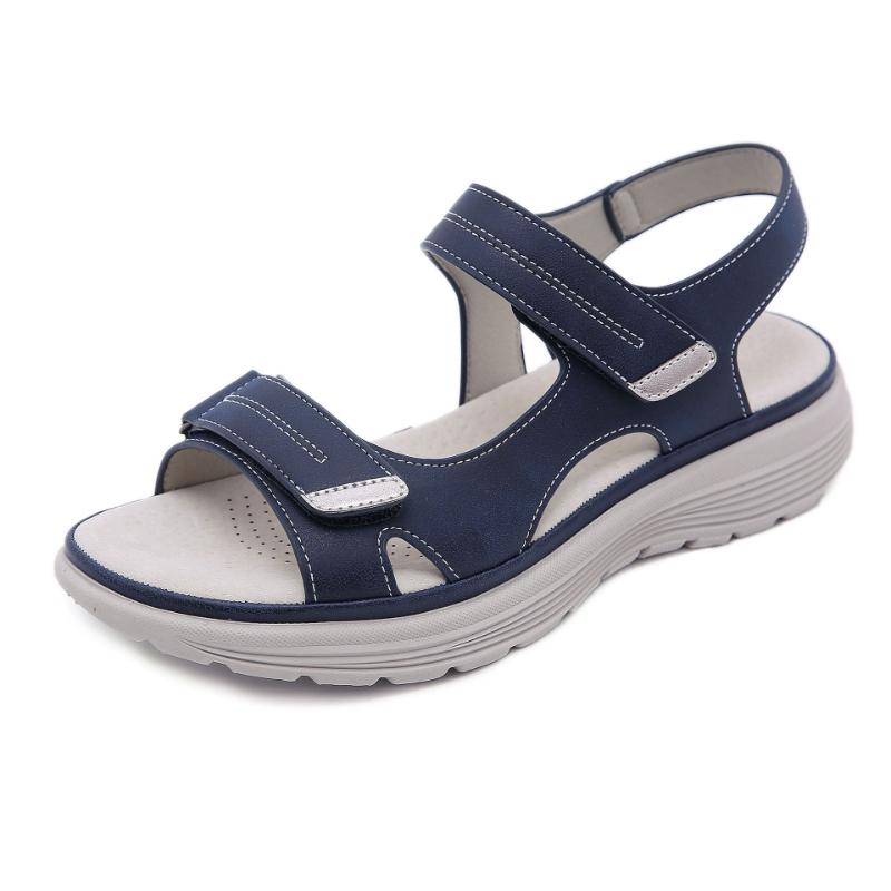 New Leather Sandals For Women In Women's Sports Style Wedge Light Velcro Slippers Comfortable Breathable And Versatile Casual
