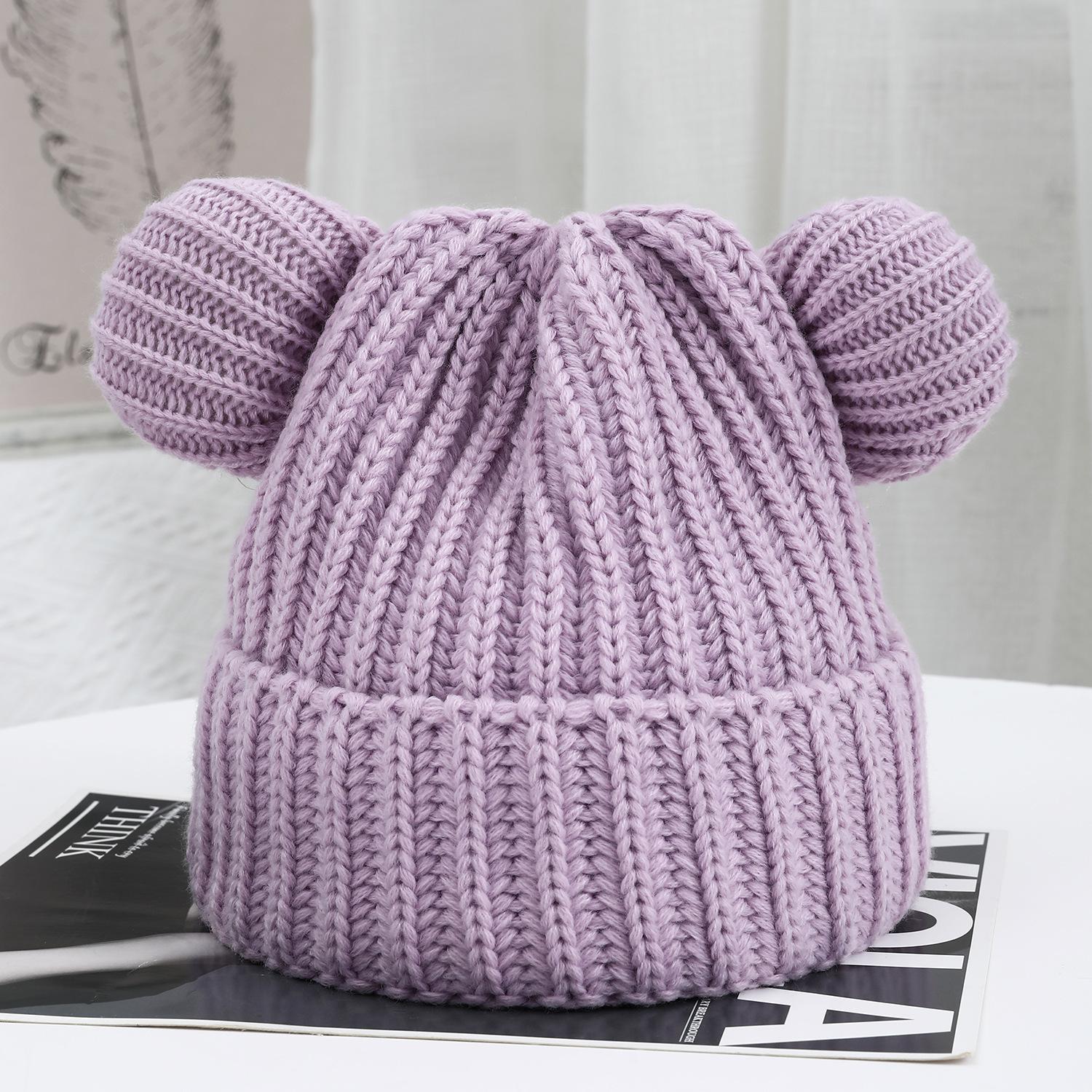 

Cute Little Bear Ear Woolen Hat Thickened Warm Ear Protecting and Cold Proof Knitted Hat New Fashionable Hats for Autumn and Winter One size