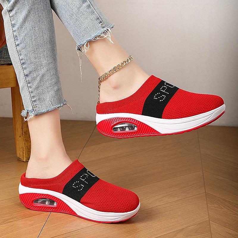 Fashion Slip-On Women'S Walking Sandals Breathable Mesh Casual Shoes Arch Support Knit Shoes Thickened Soft Sole Zapatillas De Mujer