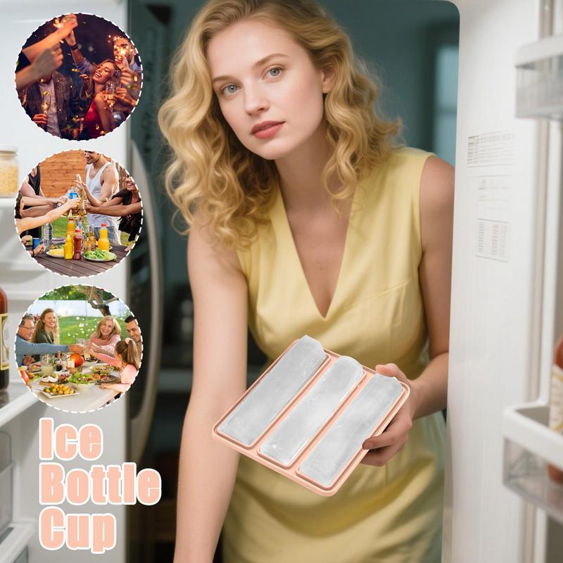 Ice Molds Silicone Ice Trays Cube Mold Silicone 3 Grid Rhombus Shaped Reusable Mould Easy Release Kitchen Tools Bar Supplies For