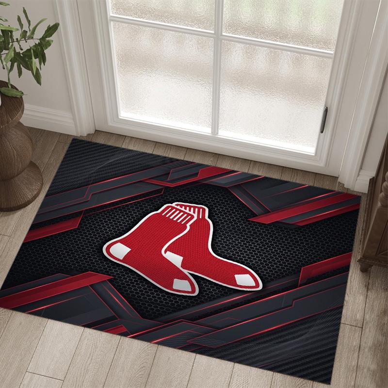 Boston Red Sox Design Křišťálový Sametový Koberec Útulný Ne?Protiskluzová tištěná předložka do ložnice, obývacího pokoje, předsíně