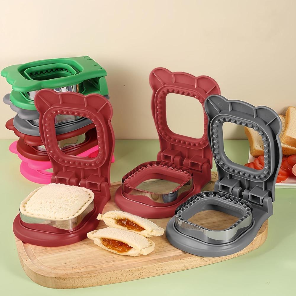 Flip Design Square Sandwich Cutter Bear Shape Bread Mold Kawaii Sandwich Press Mould Lunch