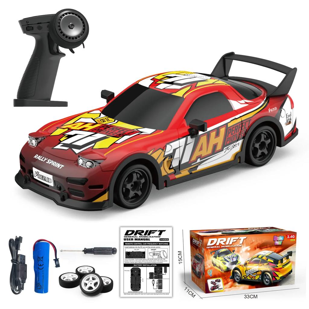 1/18 Rc Drift Racing Car 2.4G Radio Controlled Vehicles Remote Control High-Speed 4Wd Drive Cars with Light Drifting Model Toys