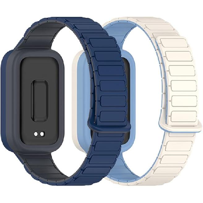 2 Pack Bands Compatible with Xiaomi Smart Band 9 Active Band for Men and Women,Adjuseable Magnetic Sport Silicone Replacement Strap for Xiaomi Smart