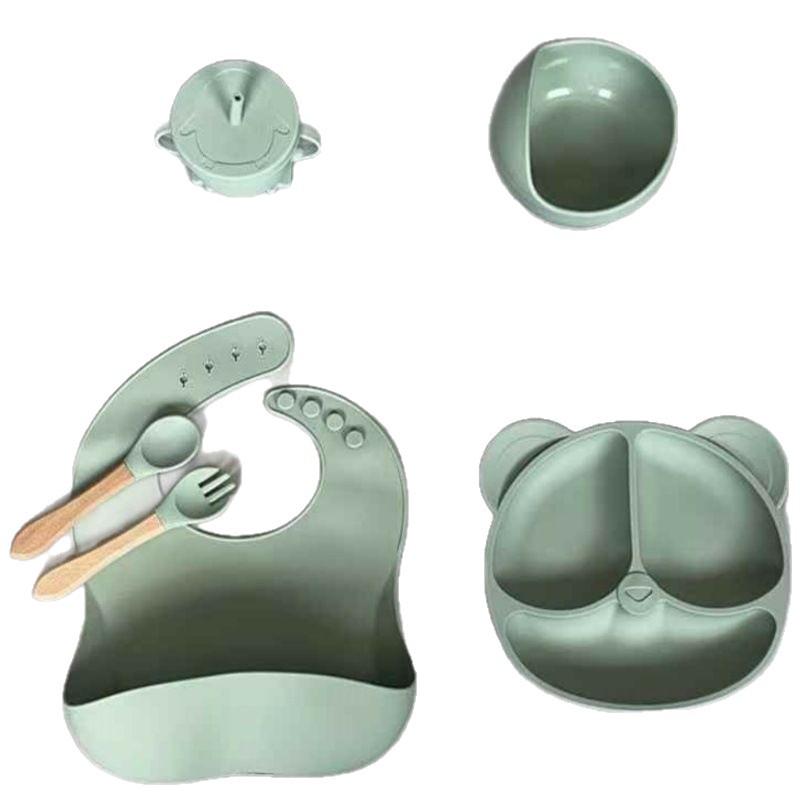 Silicone Baby Tableware: 8-Piece Set with Suction Plate & Bowl