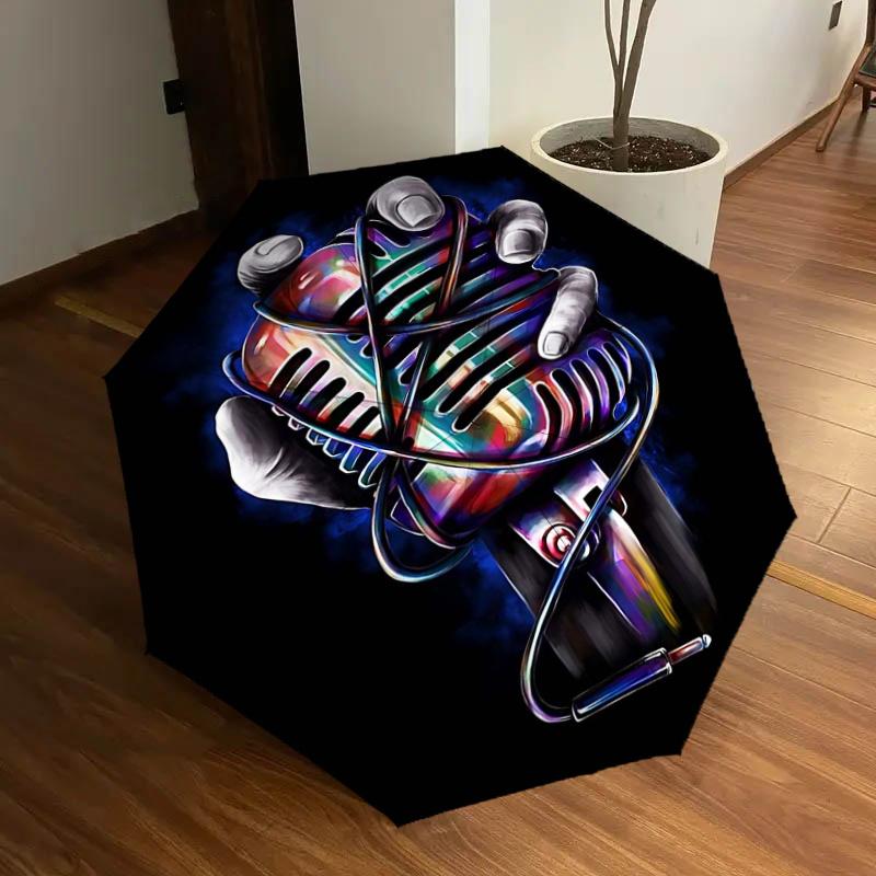 

Colorful Microphone Grip with Cable - Auto Open/Closed Umbrella, Portable Folding Design, 8-Bone Iron Frame, Outdoor Rain Umbrella, Ideal Gi
