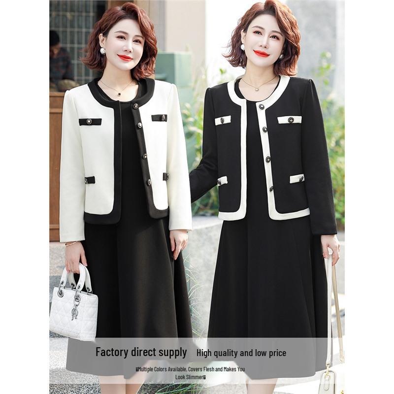 2025 Little Fragrance Style Spring-Autumn Two-Piece Set for Middle-Aged Women