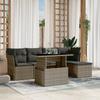 Vidaxl 6-Cz. Garden Furniture Set With Cushions, Grey, Poly Rattan