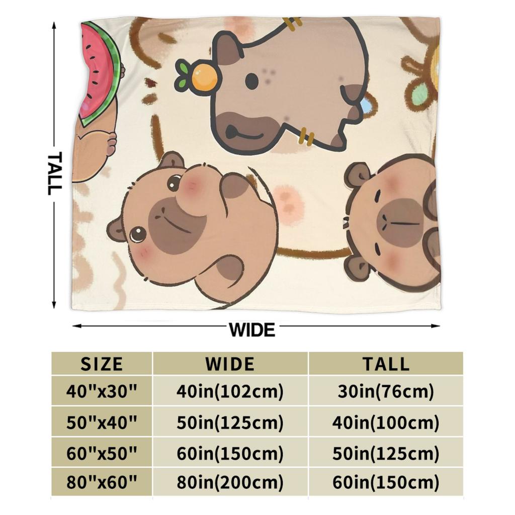 Warm Blanket Kids Adult Picnic Capybara Throw Blanket Flannel Bedspread For Living Room Pattern Sofa Bed Cover