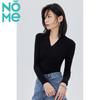 NOMeNOMe Women's Ribbed V-Neck Long Sleeve Base Layer Top