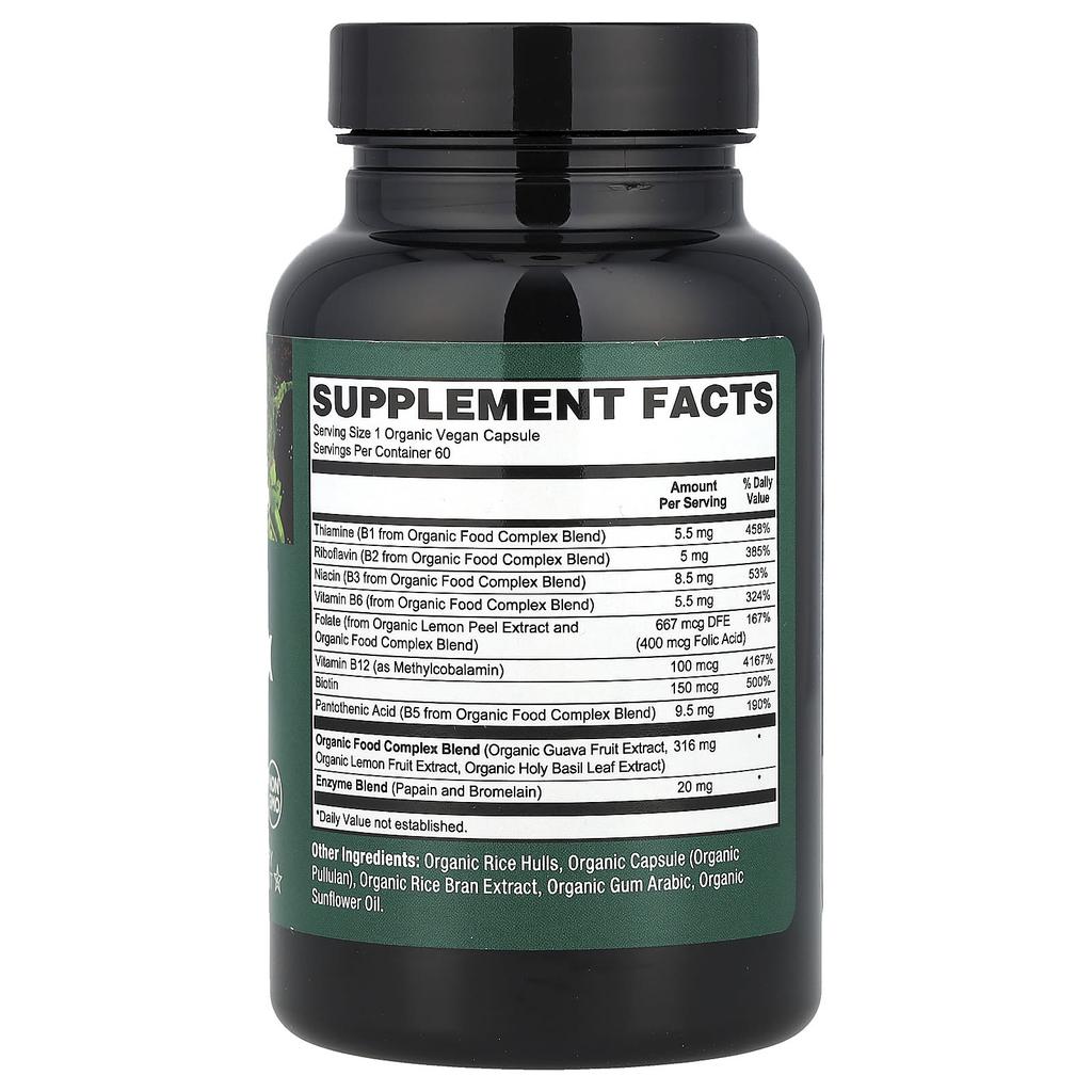Organic Vegan B-Complex, Organic Veggie Capsules 60