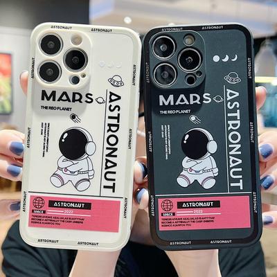 Custodia per telefono in silicone morbido con stampa creativa di astronauta per iPhone 16 Pro Max 15 Pro 14 13 11 12 XS 7 Plus Protezione Lente Antiurto Copertura Posteriore