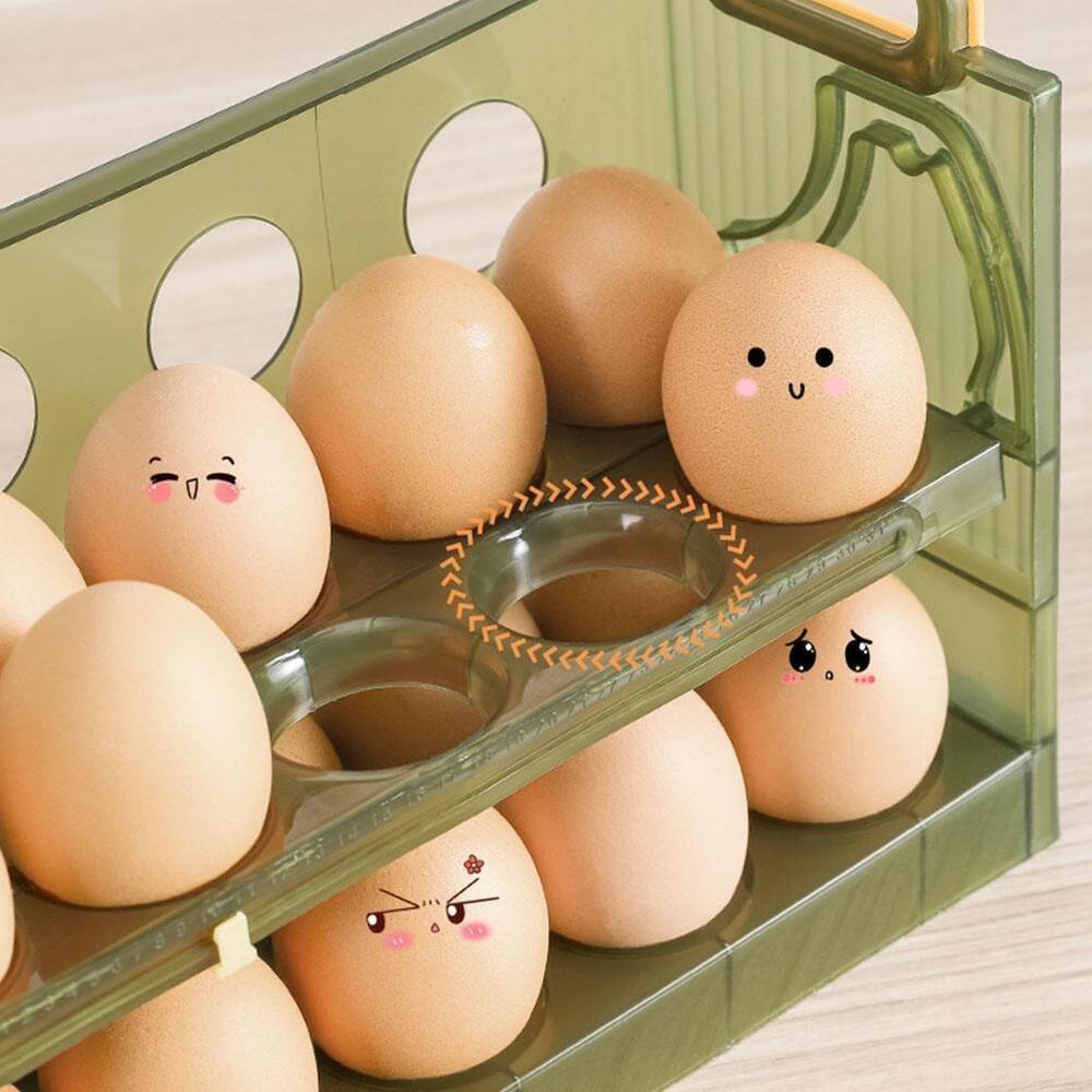 30/20 Grid Refrigerator Egg Storage Box Flippable Egg Organiser Preservation Box  Kitchen Storage