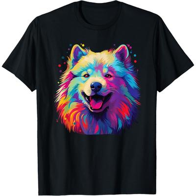 Watercolor Colorful Samoyed Dog Men Women Kids T-Shirt
