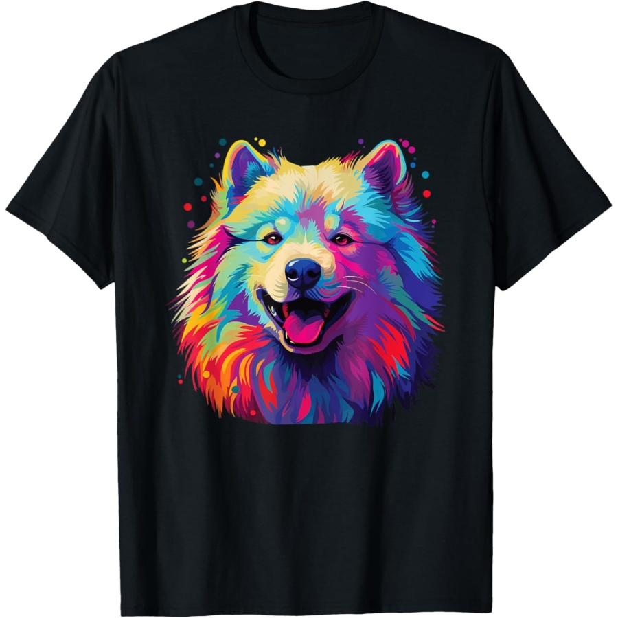 

Watercolor Colorful Samoyed Dog Men Women Kids T-Shirt XXXXXL чорний