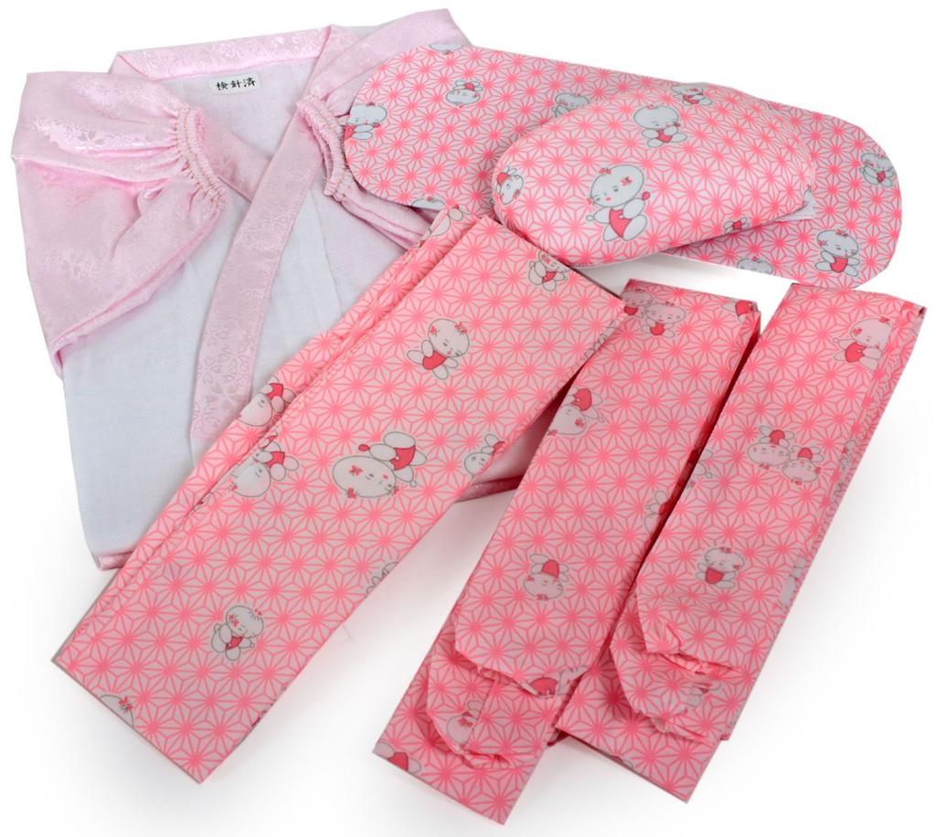 Kimono Kyo Komachi Set for Ceremony Waist Front Obi and Kimono Dressing Made in Japan 7-Piece Girls' Shichi-Go-San (3-Year-Old) Undergarment,