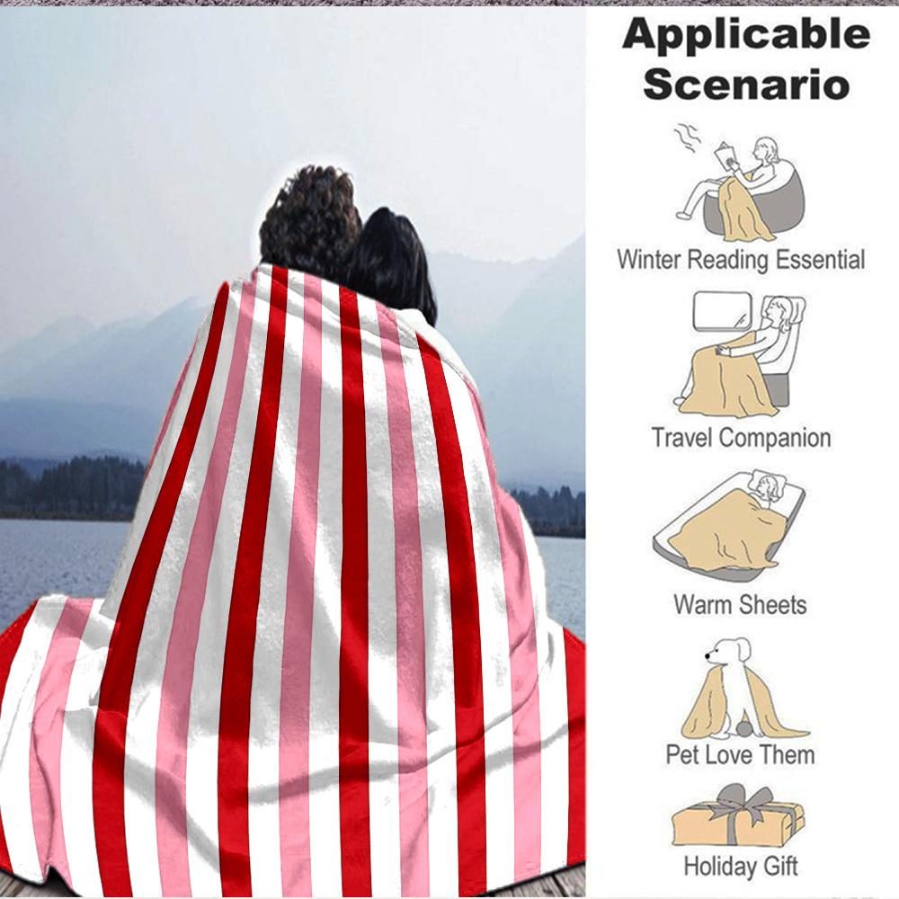 1pc Red Stripes Blanket Warm, Cozy, And Soft, Suitable for Sofas, Beds, Cars, And Office Use.Perfect for Camping And Travel, Making It a Great Gift fo