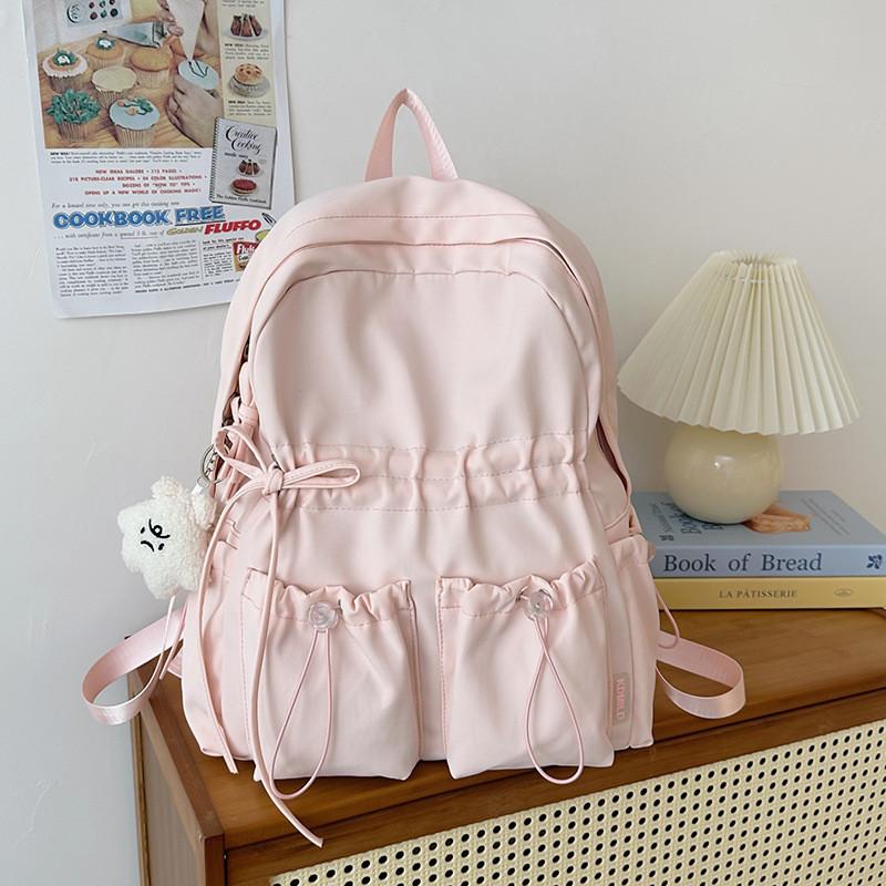 Simple School Backpack With Solid Color And Bow Design Design For Daily Teens