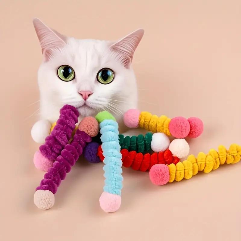 24/12/4pcs Bite-Resistant Repair Cat Toy Set - Indoor Elastic Plush Interactive Teething Toys, Games For Cats, Toys For Cats